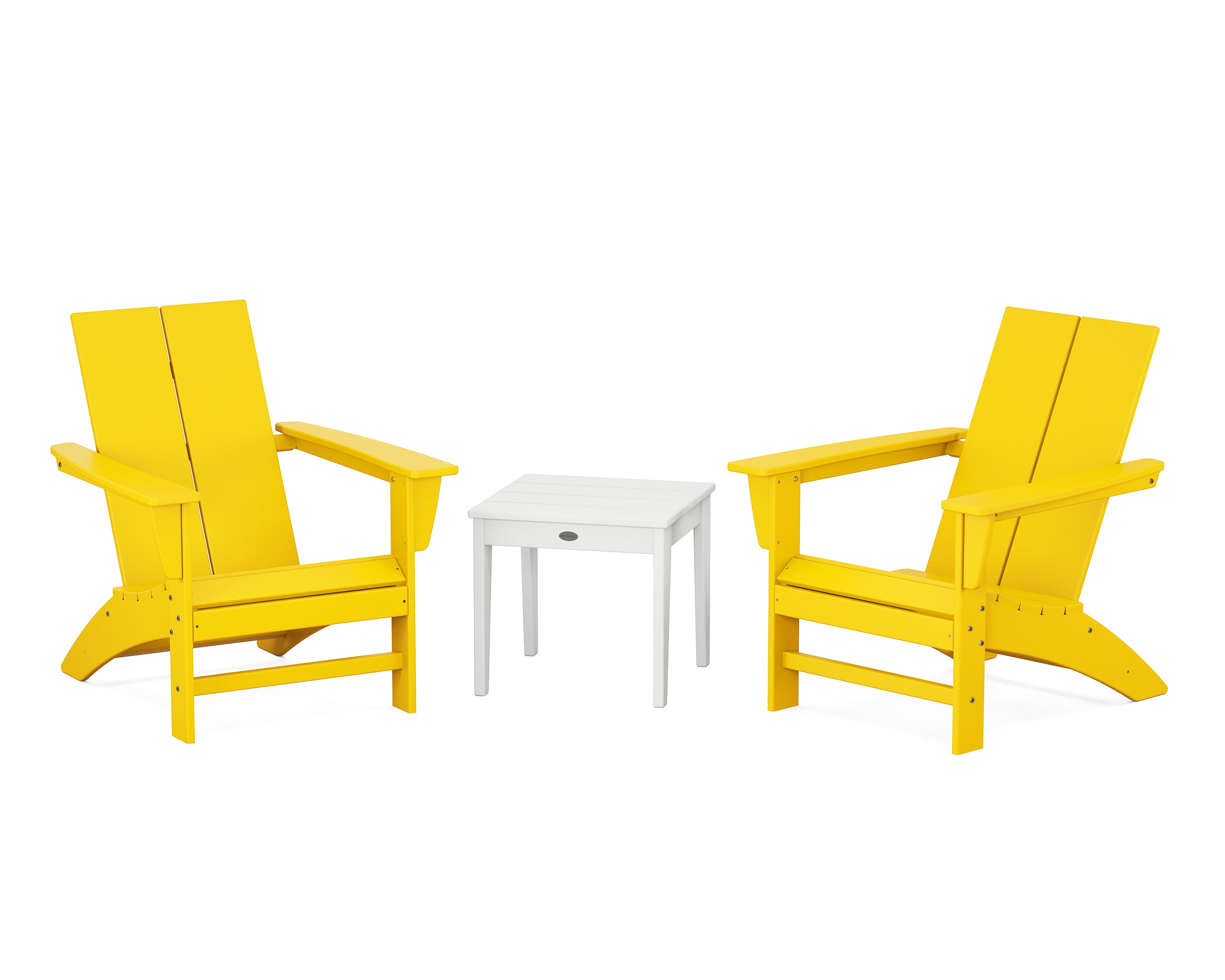 Country Living Cottage Modern Adirondack Chair 3-Piece Set in Lemon / White