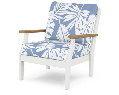POLYWOOD® Braxton Deep Seating Chair in White / Natural / Leaf Sky Blue