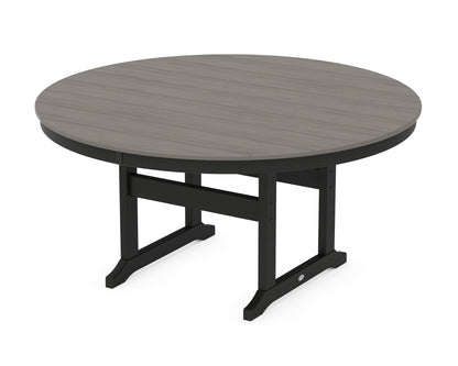 POLYWOOD® 60" Round Farmhouse Dining Table in Black / Driftwood