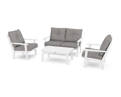POLYWOOD® Lakeside 4-Piece Deep Seating Set in White / Grey Mist
