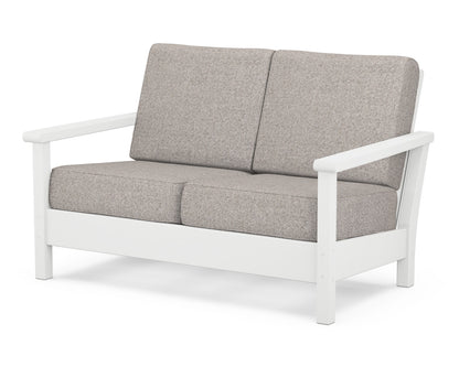 POLYWOOD® Harbour Deep Seating Loveseat in White / Weathered Tweed