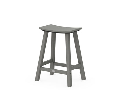 POLYWOOD® Traditional 24" Saddle Counter Stool in Slate Grey