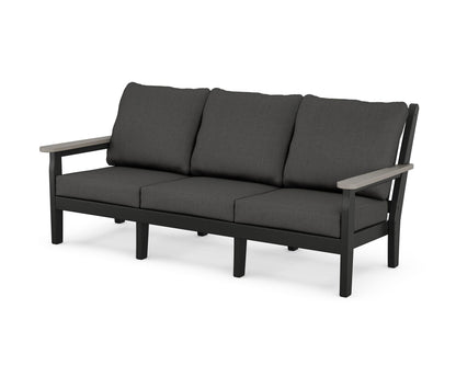 POLYWOOD® Chippendale Deep Seating Sofa in Black / Driftwood / Spectrum Carbon