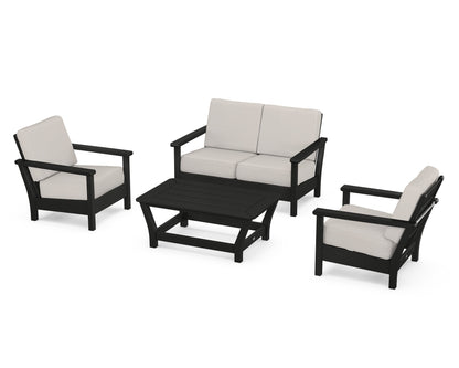 POLYWOOD® Harbour 4-Piece Deep Seating Set in Black / Cast Ash