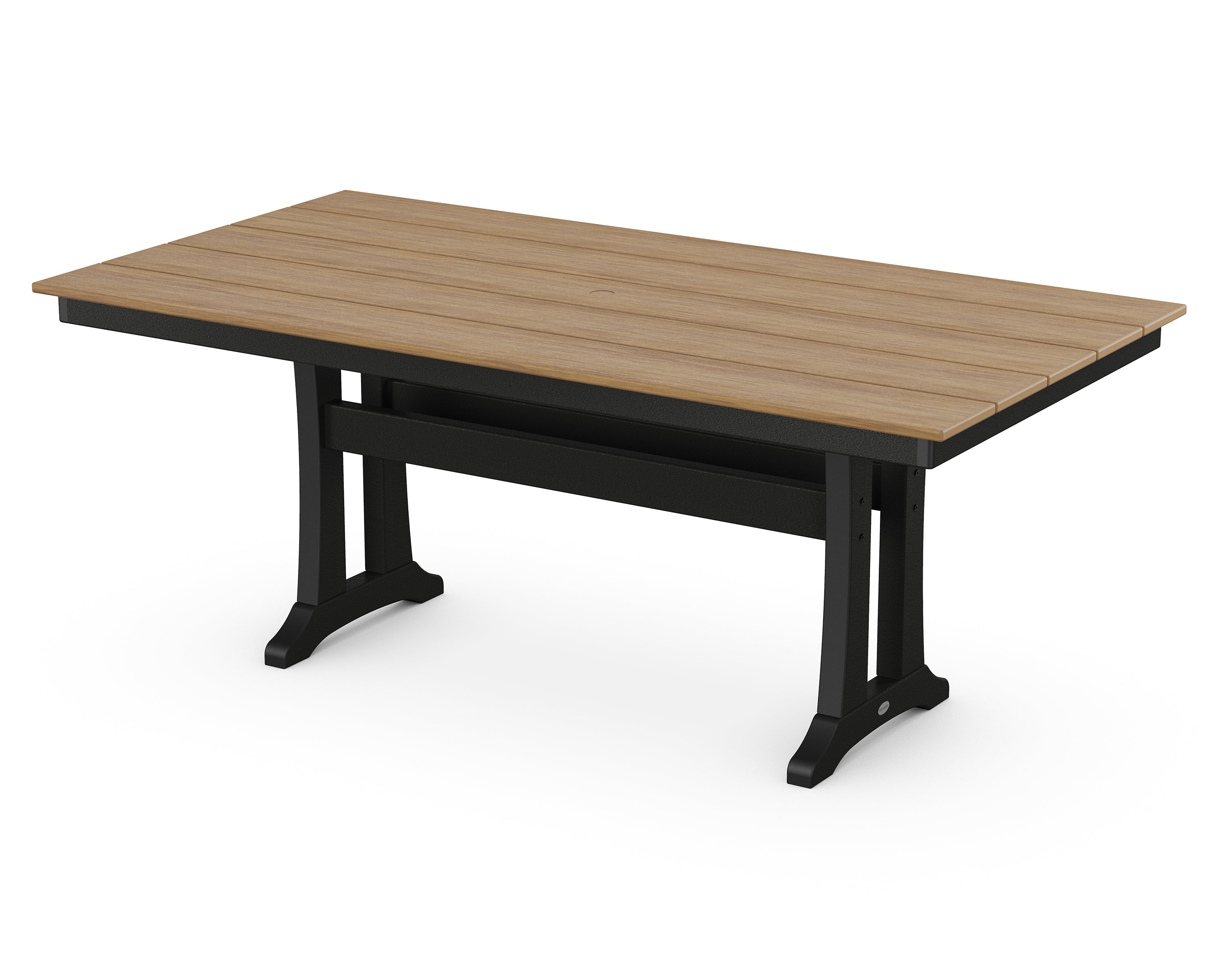 POLYWOOD® Farmhouse Trestle 37" x 72" Dining Table in Black / Natural