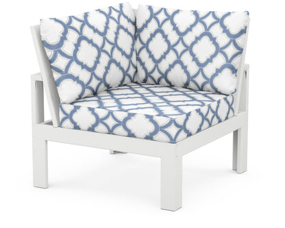 Unbranded Modular Corner Chair in White / Trellis Sky Blue