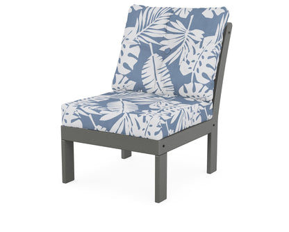 POLYWOOD® Vineyard Modular Armless Chair in Slate Grey / Leaf Sky Blue