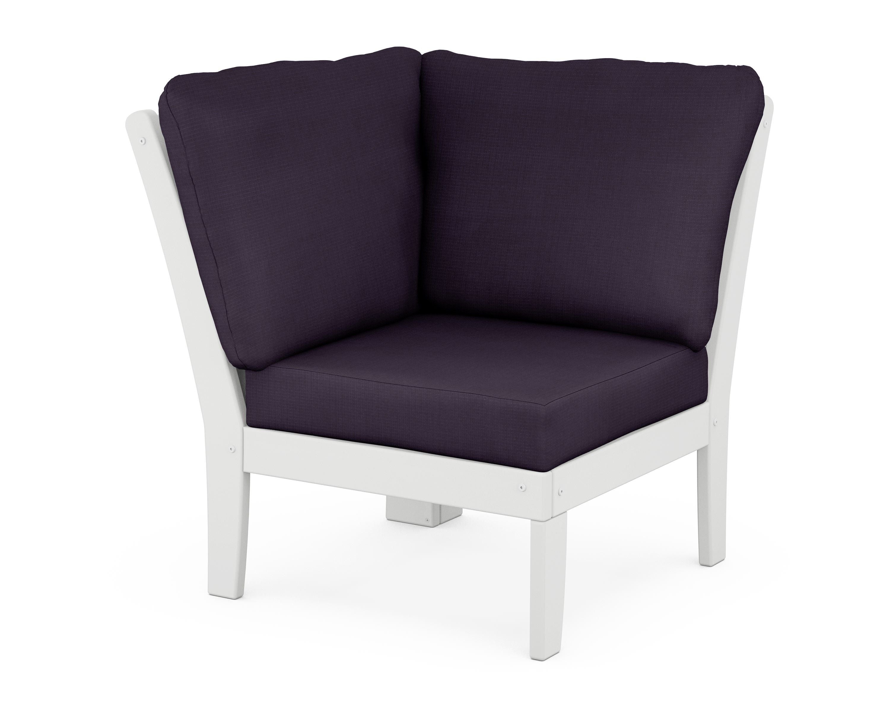 POLYWOOD® Braxton Modular Corner Chair in White / Navy Linen