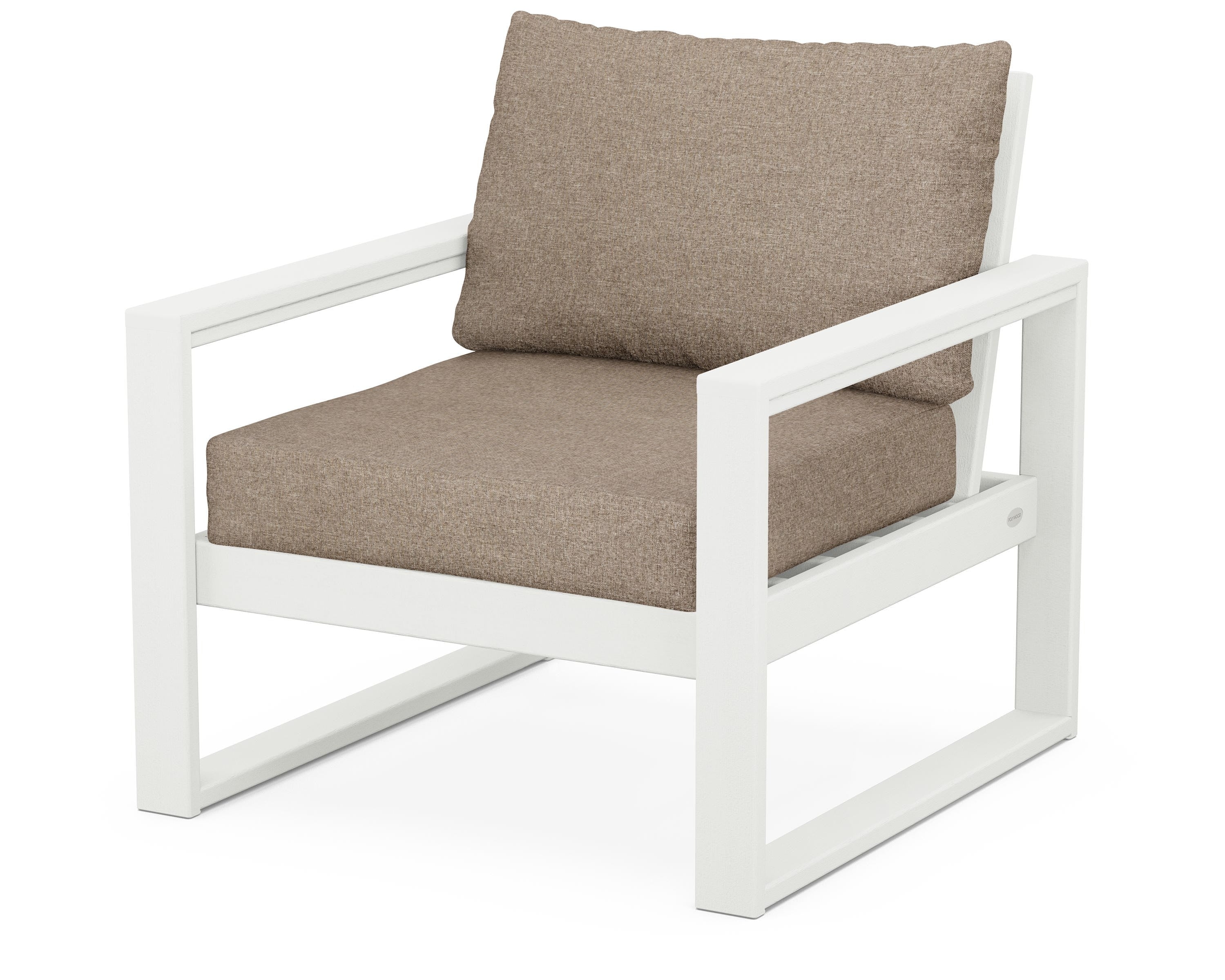 POLYWOOD® EDGE Club Chair in Vintage White / Spiced Burlap