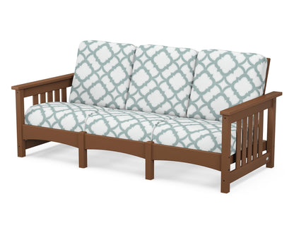POLYWOOD® Club Mission Sofa in Teak / Trellis Glacier Spa