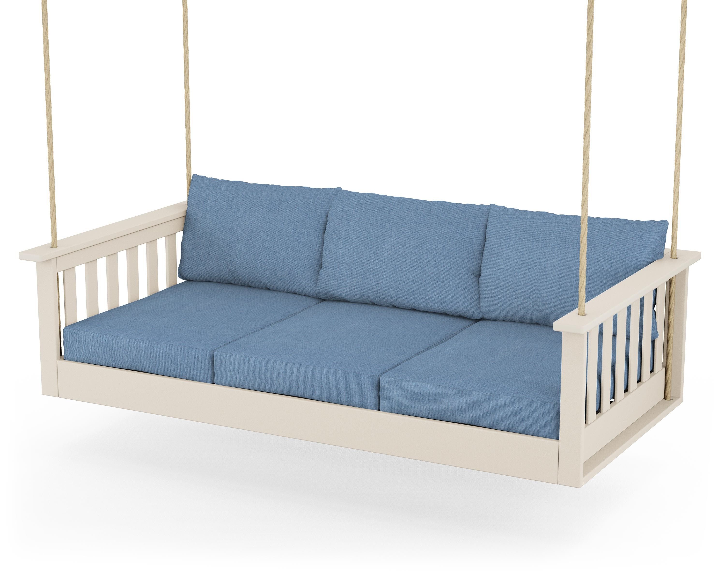 POLYWOOD® Vineyard Daybed Swing in Sand / Sky Blue