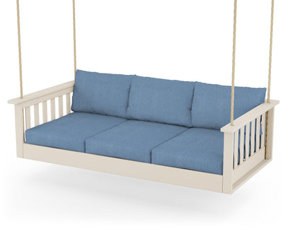 POLYWOOD® Vineyard Daybed Swing in Sand / Sky Blue