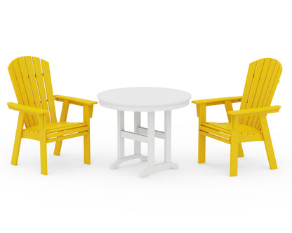 POLYWOOD® Nautical Adirondack 3-Piece Round Dining Set in Lemon / White