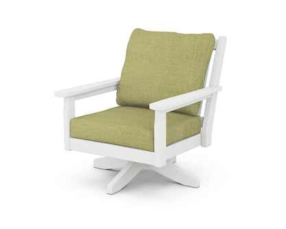 POLYWOOD® Chippendale Deep Seating Swivel Chair in White / Chartreuse Boucle