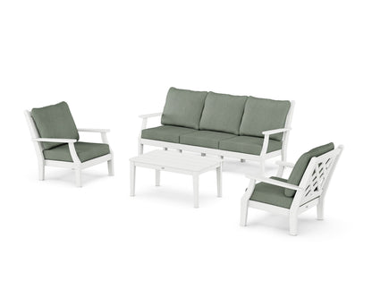 Country Living Wovendale 4-Piece Deep Seating Set with Sofa in White / Cast Sage