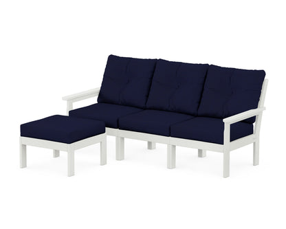 POLYWOOD® Vineyard 4-Piece Sectional with Ottoman in Vintage White / Navy