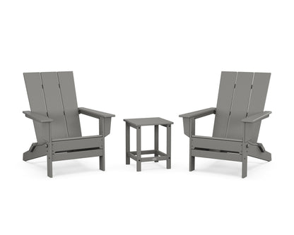 POLYWOOD® 3-Piece Modern Studio Folding Adirondack Set in Slate Grey