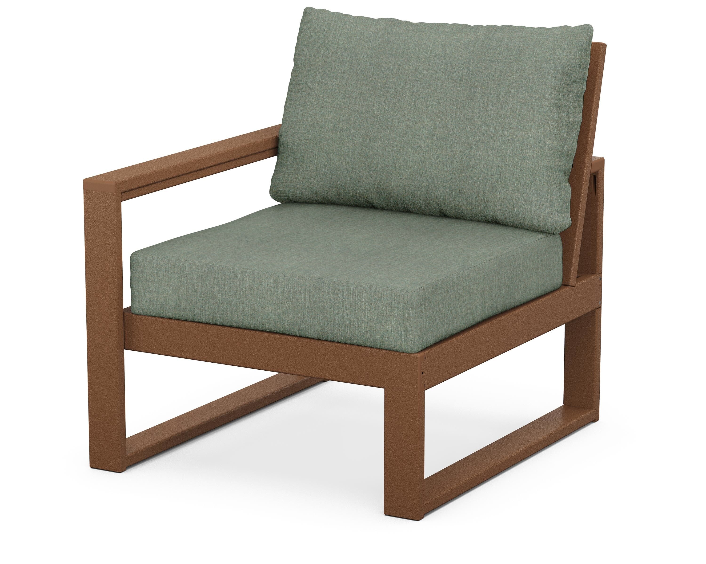 POLYWOOD® EDGE Modular Left Arm Chair in Teak / Cast Sage