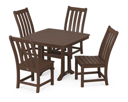 POLYWOOD® Vineyard Side Chair 5-Piece Dining Set with Trestle Legs in Mahogany