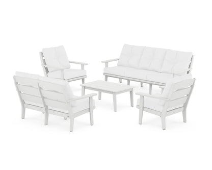 POLYWOOD® Lakeside 5-Piece Lounge Sofa Set in White / Natural