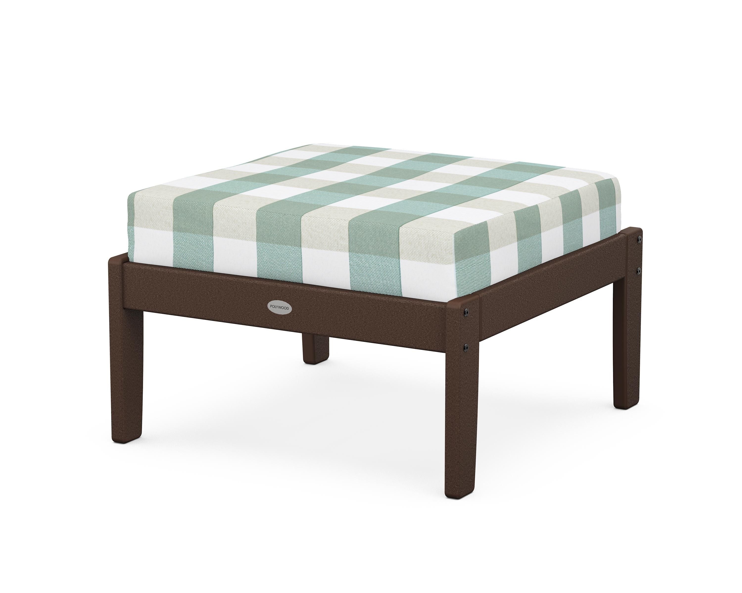 POLYWOOD® Braxton Deep Seating Ottoman in Mahogany / Buffalo Plaid Glacier Spa