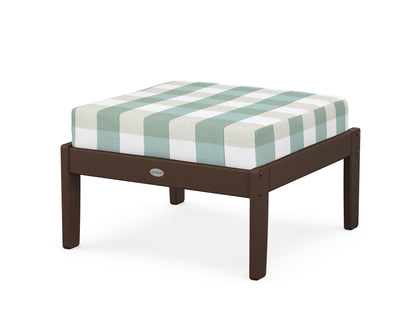 POLYWOOD® Braxton Deep Seating Ottoman in Mahogany / Buffalo Plaid Glacier Spa