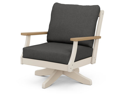POLYWOOD® Braxton Deep Seating Swivel Chair in Sand / Natural / Spectrum Carbon
