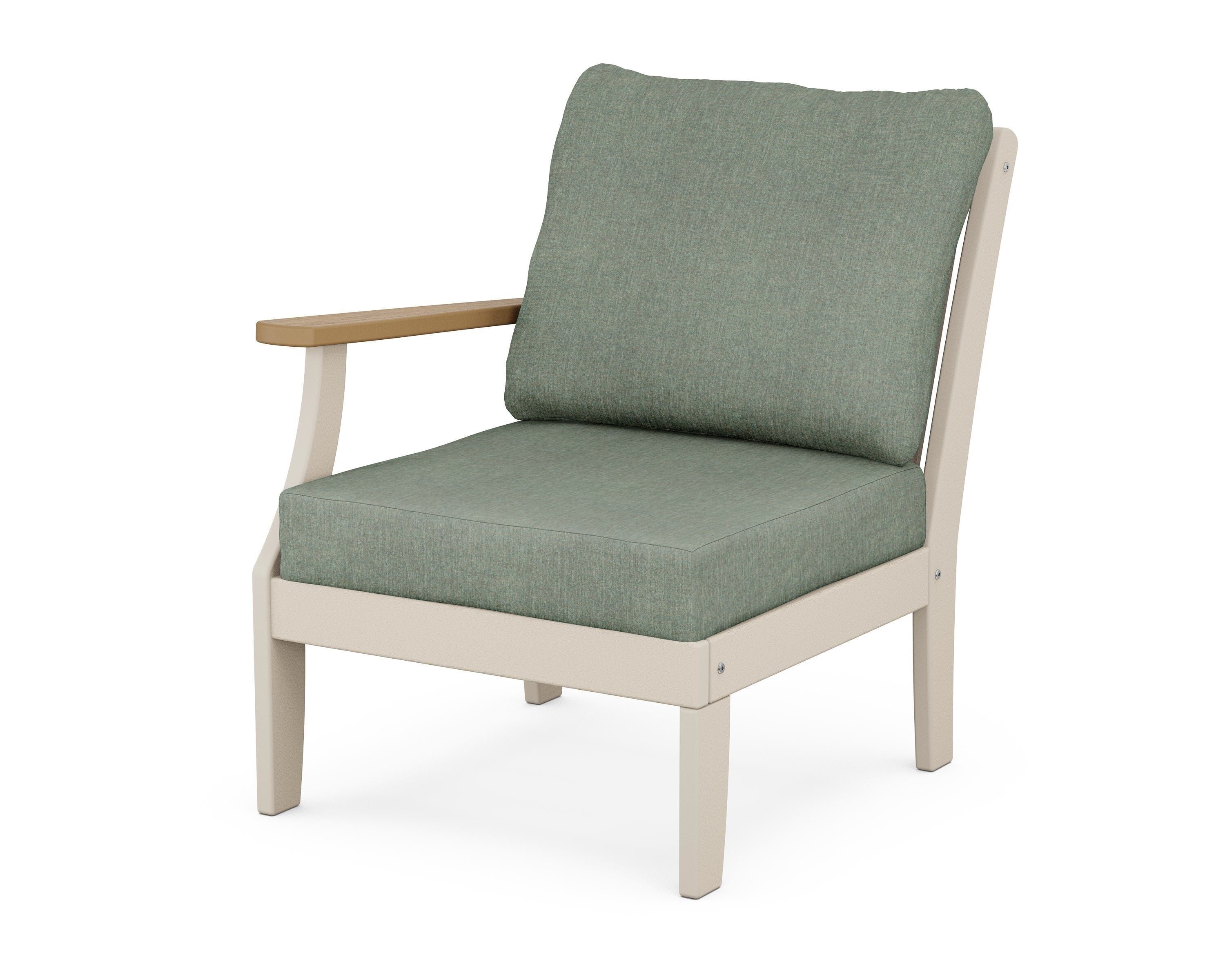 POLYWOOD® Braxton Modular Left Arm Chair in Sand / Natural / Cast Sage