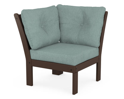 POLYWOOD® Vineyard Modular Corner Chair in Mahogany / Glacier Spa