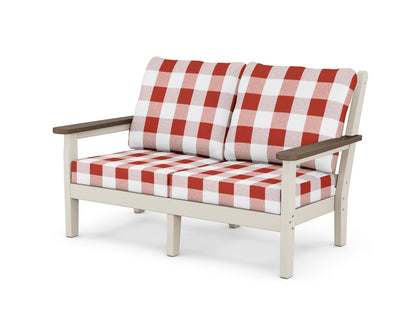 POLYWOOD® Chippendale Deep Seating Loveseat in Sand / Kona / Buffalo Plaid Crimson