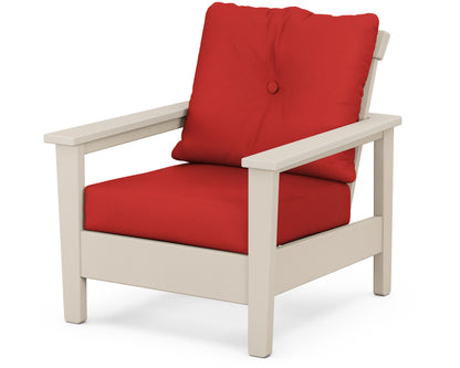 POLYWOOD® Prescott Deep Seating Chair in Sand / Crimson Linen
