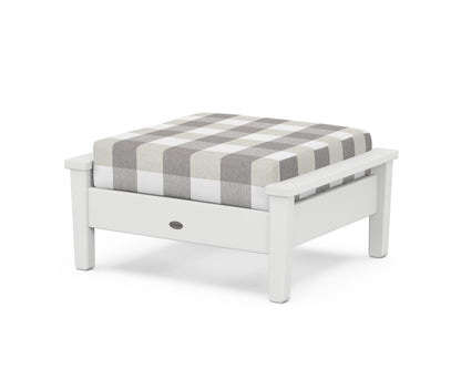 POLYWOOD® Prescott Deep Seating Ottoman in White / Buffalo Plaid Grey Mist