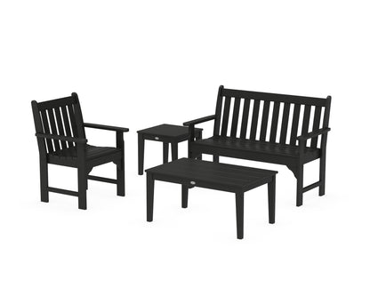 POLYWOOD® Vineyard 4-Piece Bench Seating Set in Black