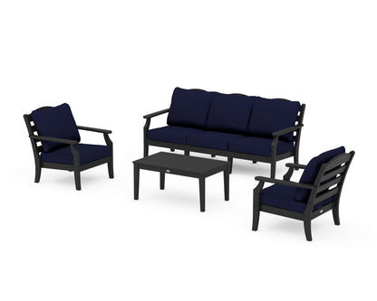Draper James™ by  POLYWOOD® Savannah 4-Piece Deep Seating Set with Sofa in Black / Navy