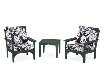 POLYWOOD® Vineyard 3-Piece Deep Seating Set in Green / Leaf Navy
