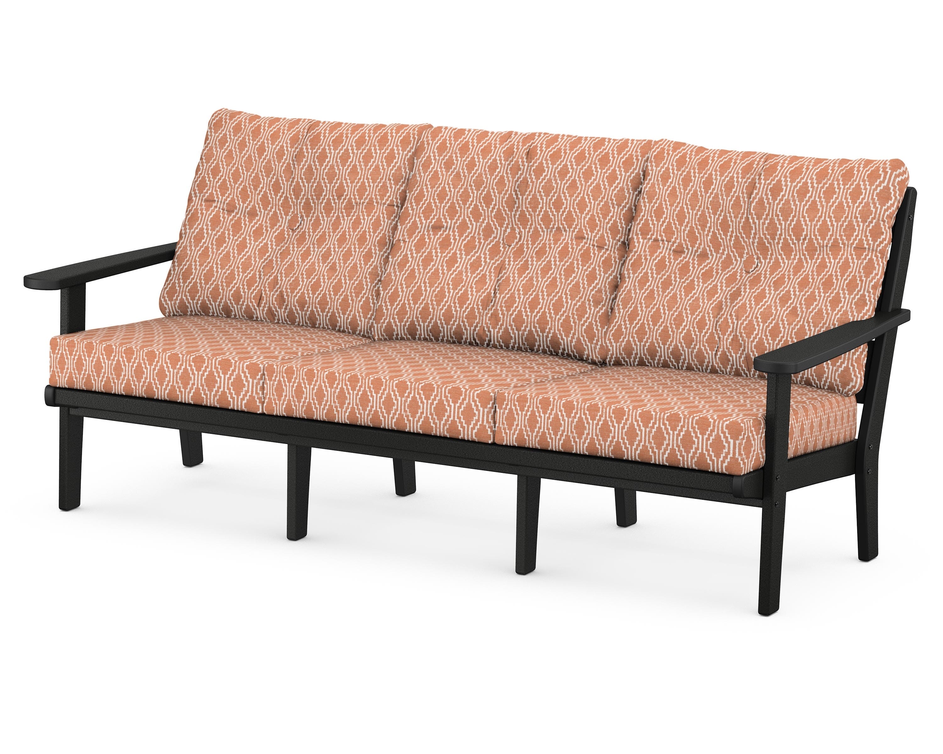 POLYWOOD® Lakeside Deep Seating Sofa in Black / Solve Clay