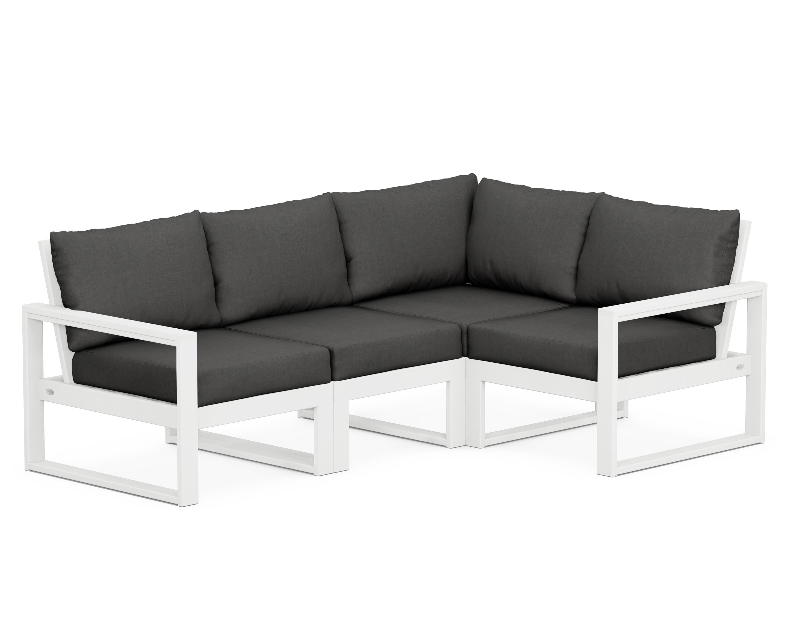 POLYWOOD® EDGE 4-Piece Modular Deep Seating Set in White / Spectrum Carbon