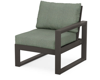 POLYWOOD® EDGE Modular Right Arm Chair in Vintage Coffee / Cast Sage