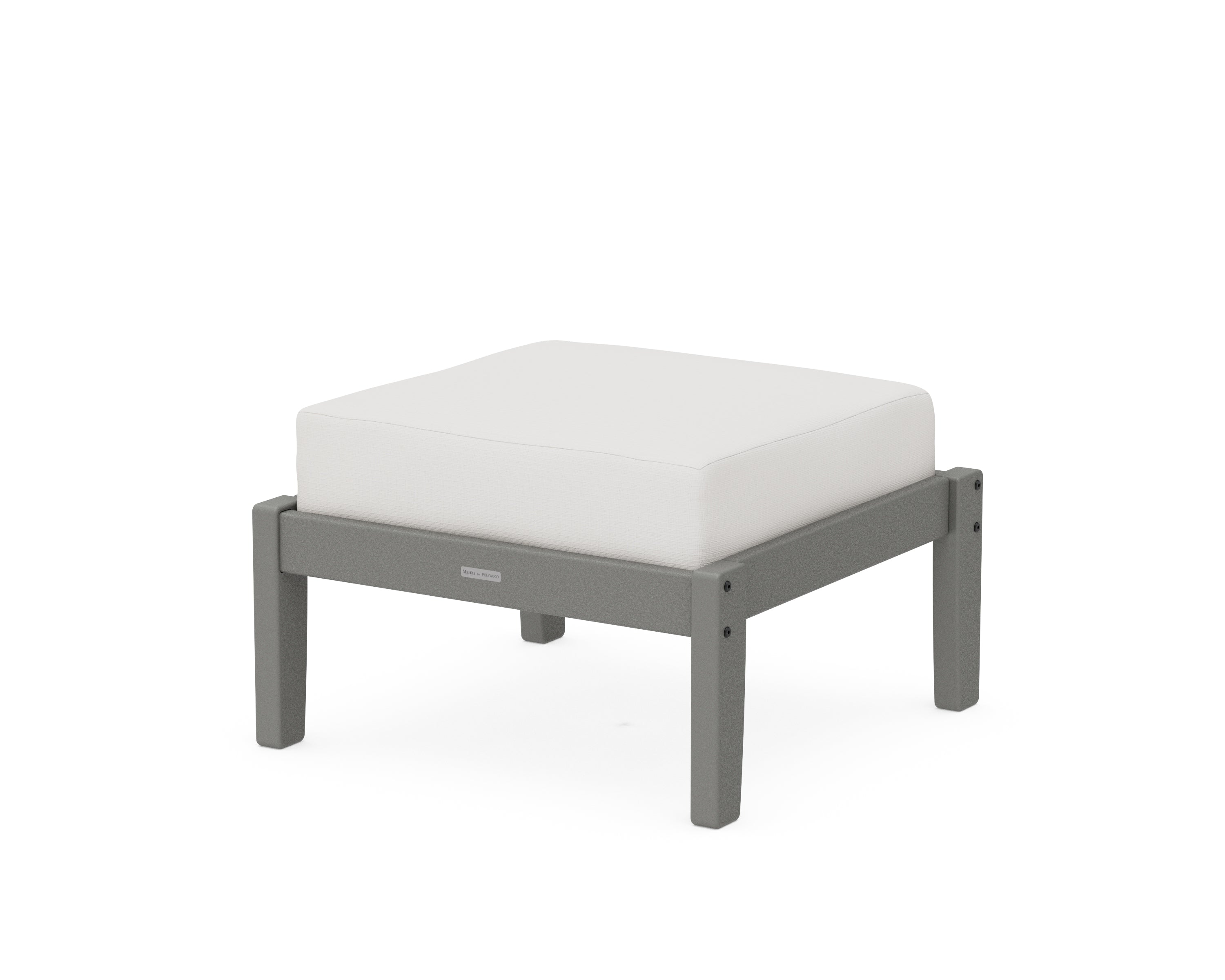 Martha Stewart by POLYWOOD® Chinoiserie Deep Seating Ottoman in Slate Grey / Natural Linen