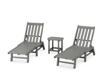 POLYWOOD® Vineyard 3-Piece Chaise Set in Slate Grey