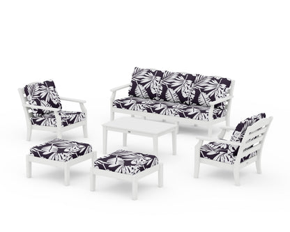 Draper James™ by  POLYWOOD® Savannah 6-Piece Lounge Sofa Set in White / Leaf Navy