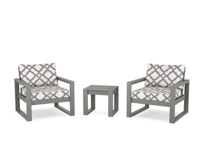 POLYWOOD® EDGE Sectional 3-Piece Deep Seating Set in Slate Grey / Trellis Grey Mist