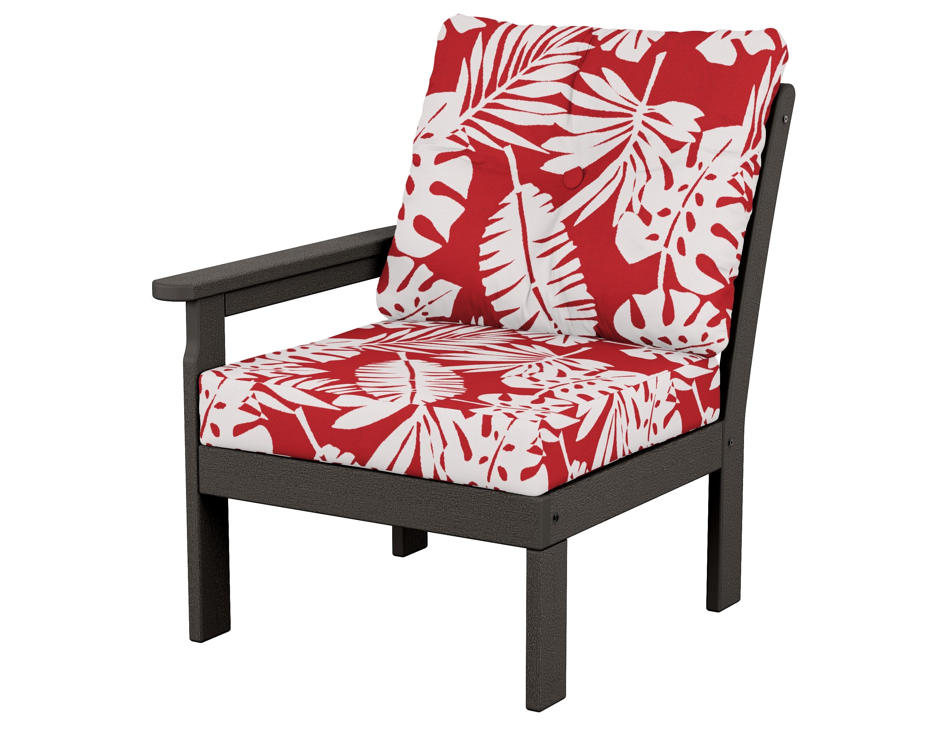 POLYWOOD® Vineyard Modular Left Arm Chair in Vintage Coffee / Leaf Crimson