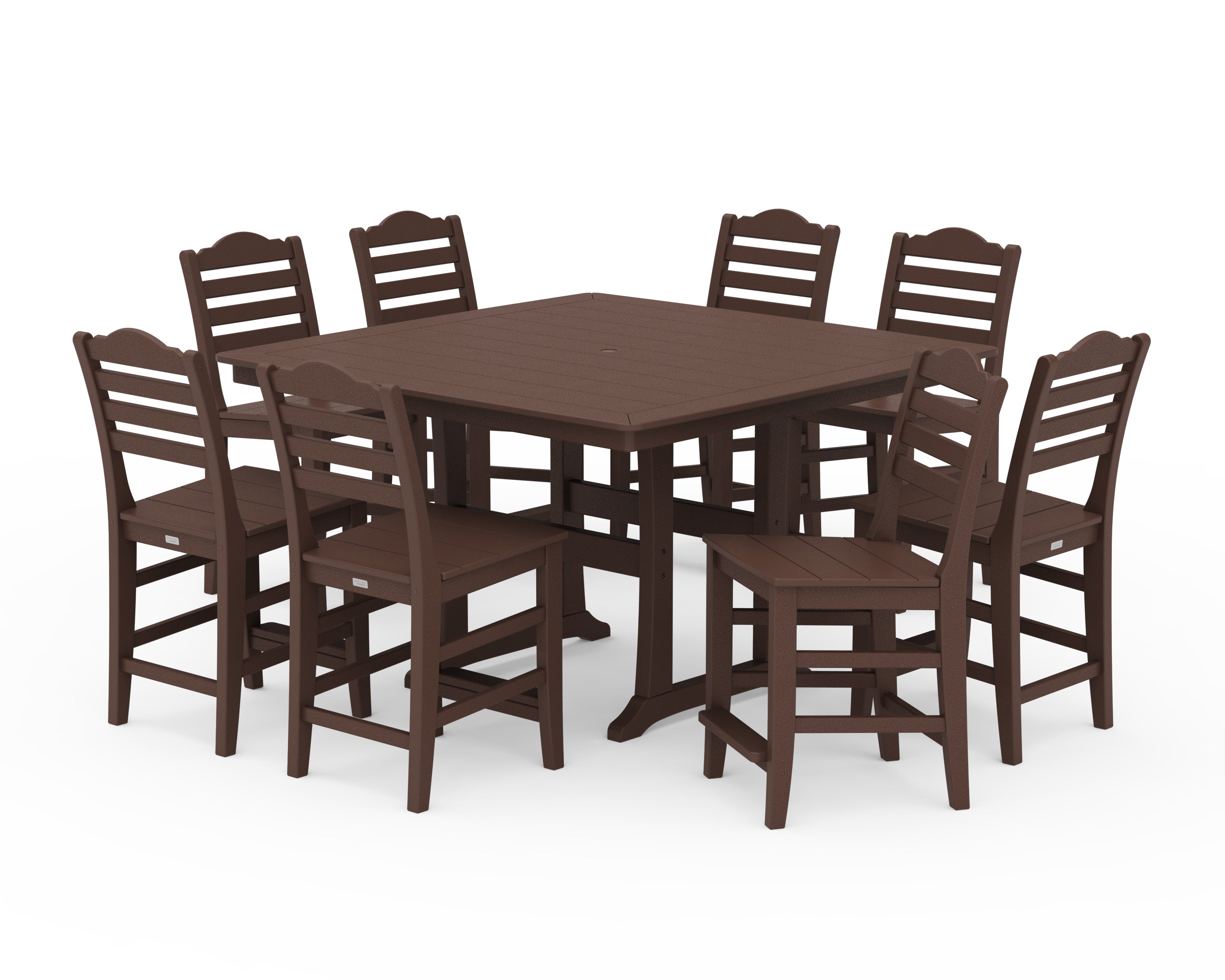 Draper James™ by  POLYWOOD® Savannah Side Chair 9-Piece Square Counter Set with Trestle Legs in Mahogany