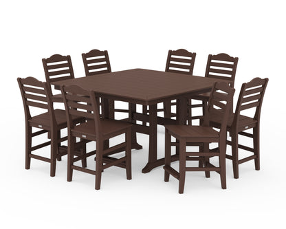 Draper James™ by  POLYWOOD® Savannah Side Chair 9-Piece Square Counter Set with Trestle Legs in Mahogany