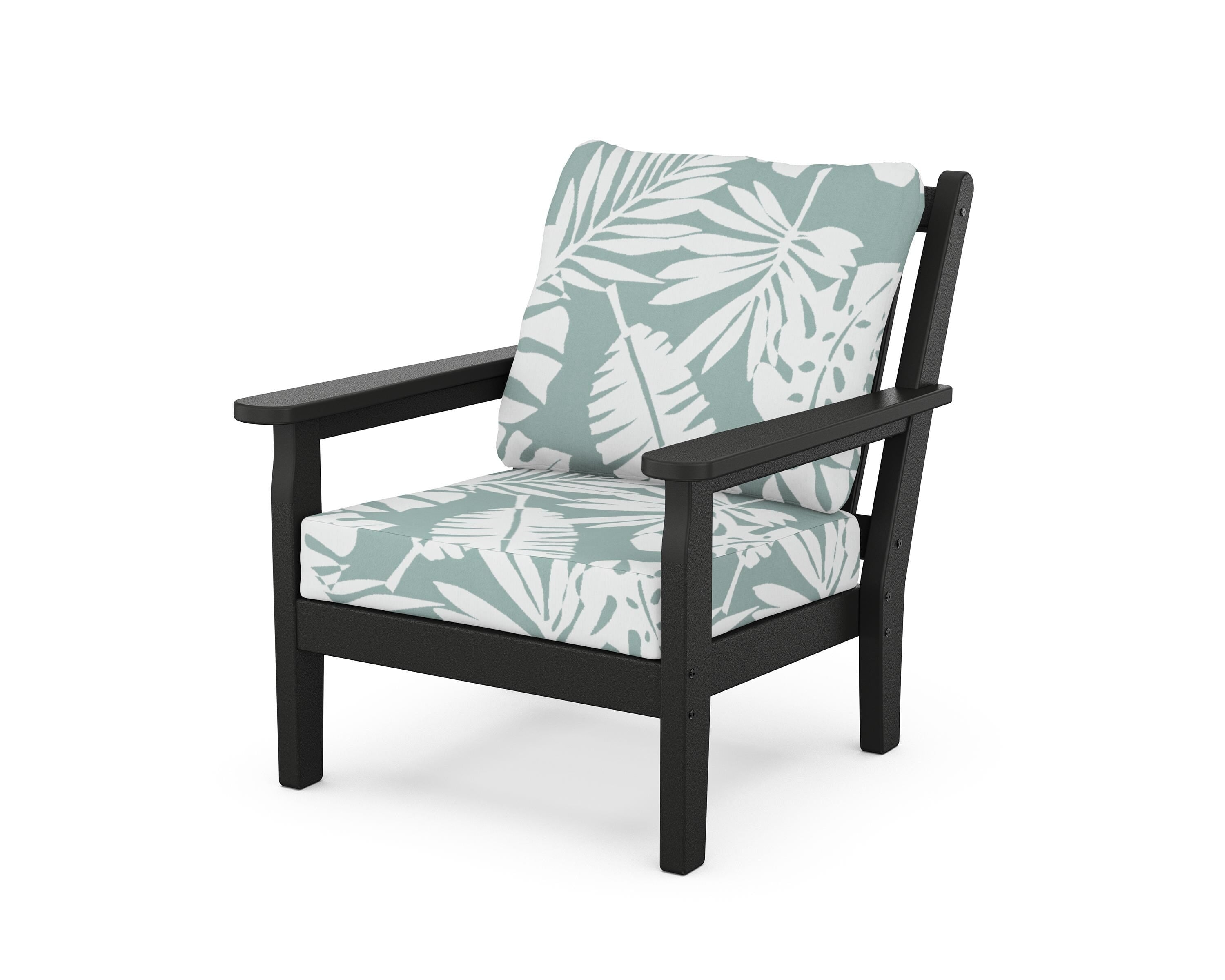 POLYWOOD® Chippendale Deep Seating Chair in Black / Leaf Glacier Spa