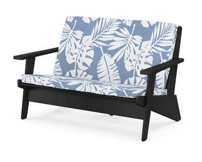 POLYWOOD® Riviera Modern Lounge Loveseat in Black / Leaf Sky Blue
