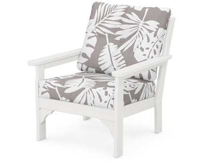 POLYWOOD® Vineyard Deep Seating Chair in Vintage White / Leaf Grey Mist