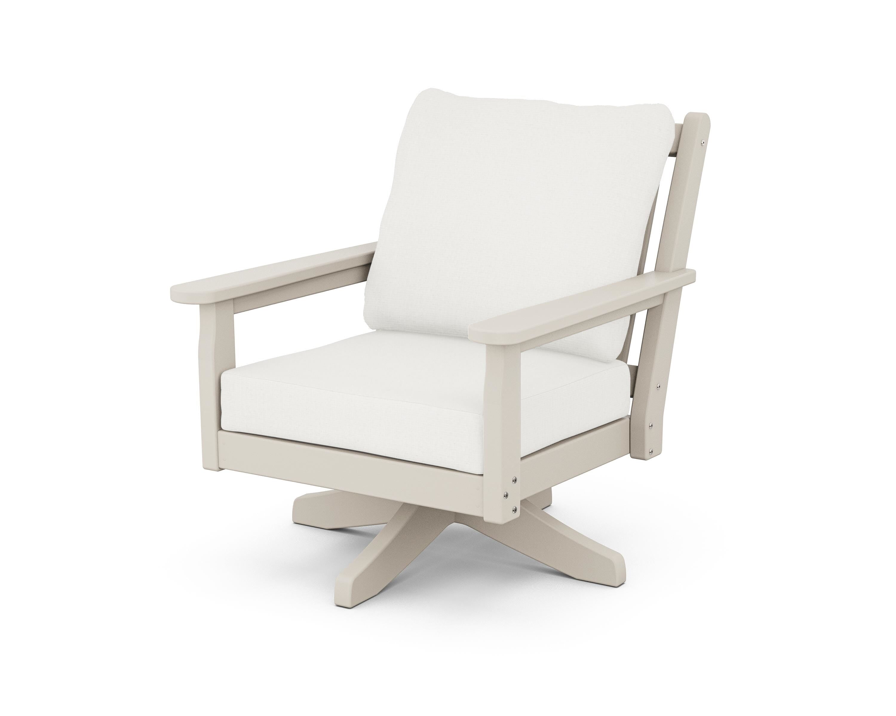 POLYWOOD® Chippendale Deep Seating Swivel Chair in Sand / Natural Linen