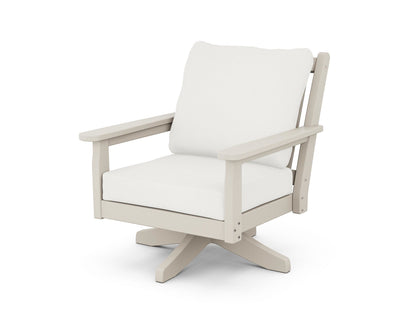 POLYWOOD® Chippendale Deep Seating Swivel Chair in Sand / Natural Linen